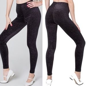 High Waisted Black Velvet Sparkle Leggings